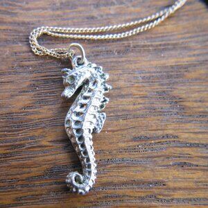 Seahorse w sterling silver chain. Vintage.